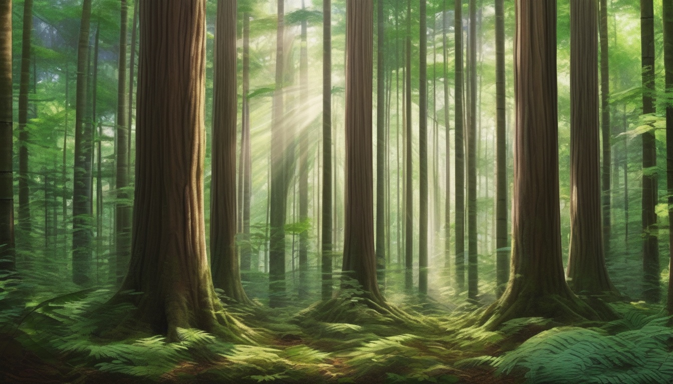 主伐期を迎えたスギ人工林の林内風景